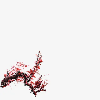 水墨盛开梅花免抠