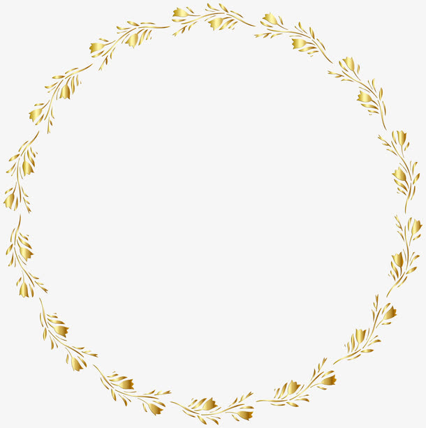 圆形花卉底纹法式边框PNG图片免抠