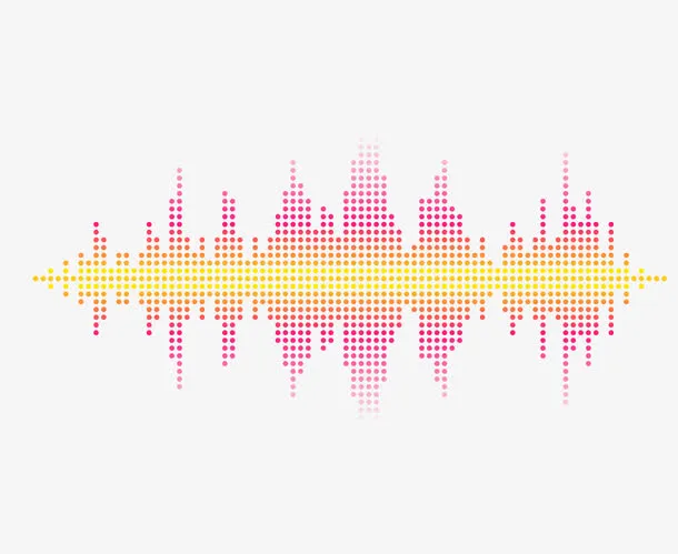 玫红色像素声波曲线PNG图片免抠