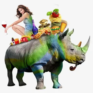 犀牛动物美女免抠 犀牛动物美女免抠