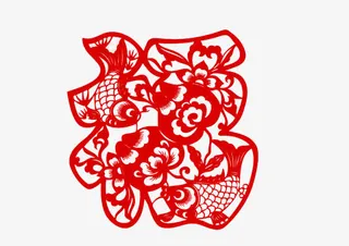 剪纸福字新年祝福免抠