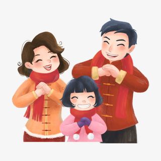 春节拜年的一家人免抠
