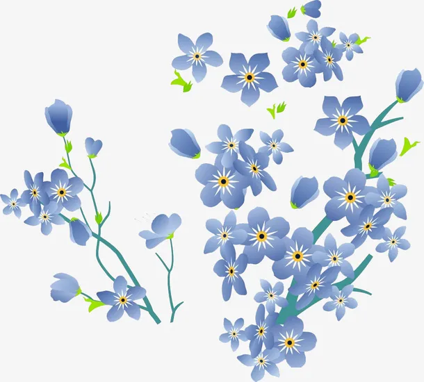 水彩蓝梅花PNG免抠