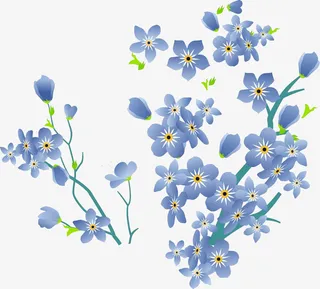 水彩蓝梅花PNG免抠