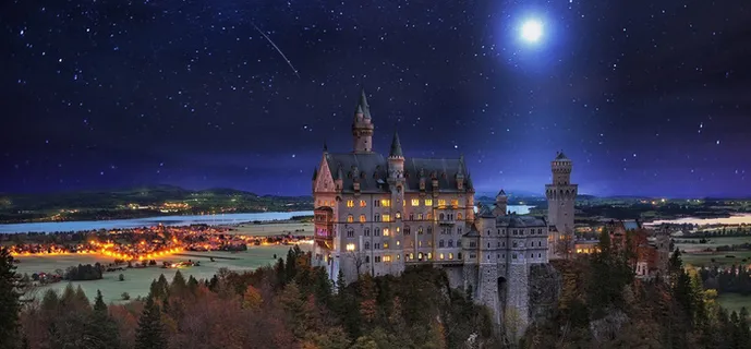 唯美星空城市海报背景高清