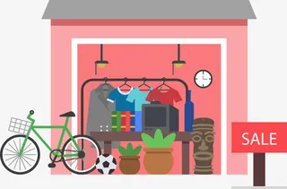 卡通矢量后院售卖东西免抠