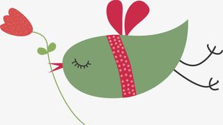 叼着花朵的小鸟免抠