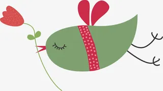 叼着花朵的小鸟免抠