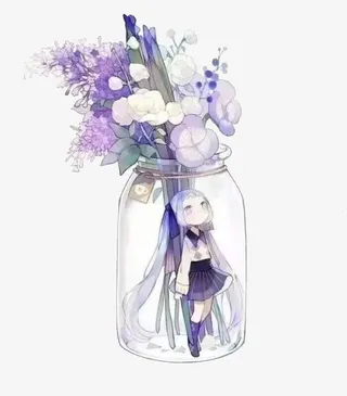 玻璃瓶中的小姑娘免抠