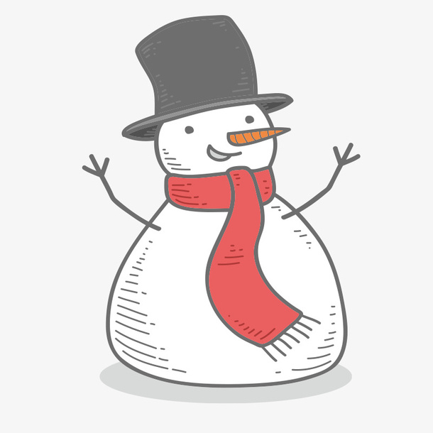 手绘线条雪人元素免抠