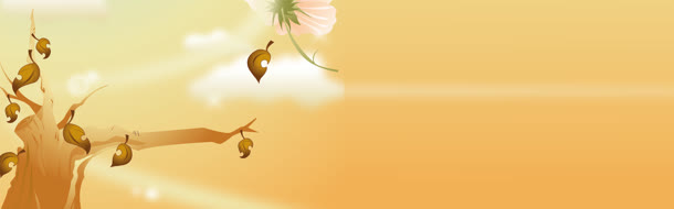 卡通手绘秋天落叶树干背景banner