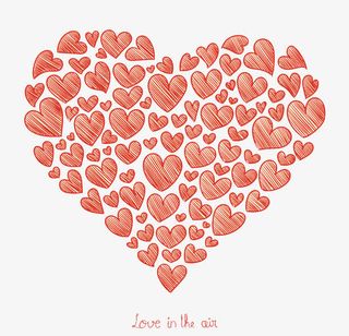 矢量小爱心组成的大爱心免抠