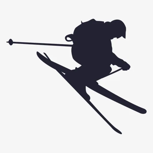 手绘滑雪人物轮廓PNG免抠
