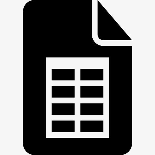 表格文档的黑色界面符号图标免抠