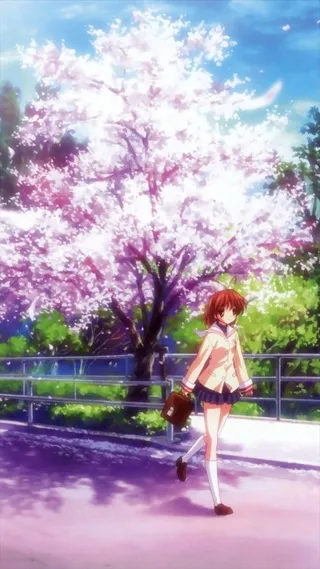 梦幻樱花动漫天空H5背景高清