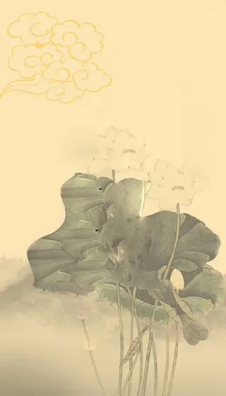 黄色荷叶复古风背景素材高清