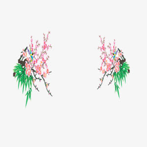 清新对称梅花图免抠