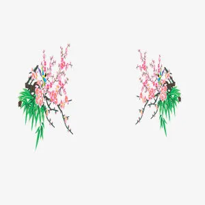 清新对称梅花图免抠