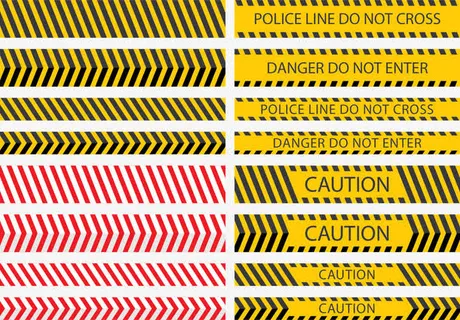 黄黑红白斜纹警戒线免抠