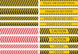 黄黑红白斜纹警戒线免抠