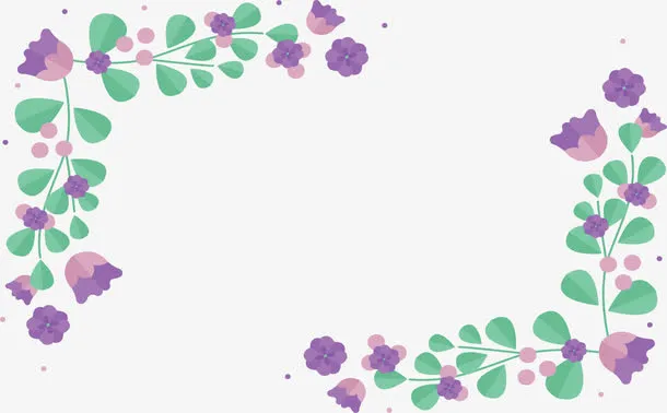 紫色小碎花春天边框免抠
