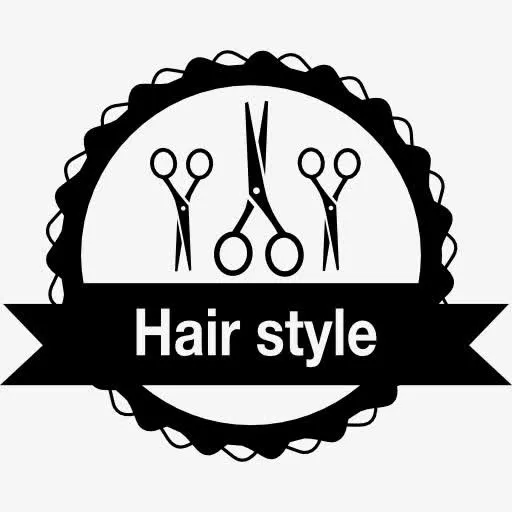 带剪刀的美发徽章图标免抠