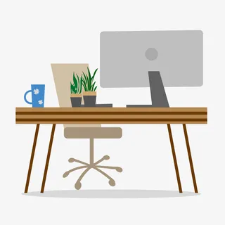 商务办公简约办公桌元素免抠