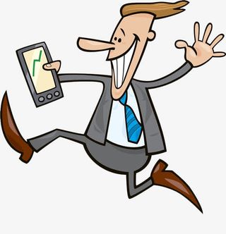 职场人物拿着手机兴奋的图片免抠