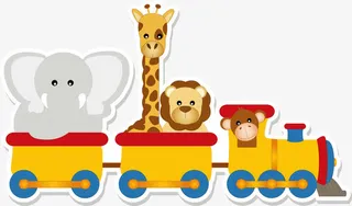 卡通小动物坐火车免抠