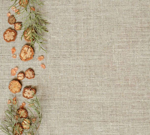 柠檬与布纹背景