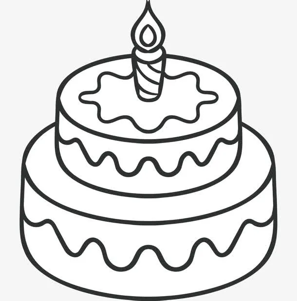 二层生日蛋糕简笔画免抠