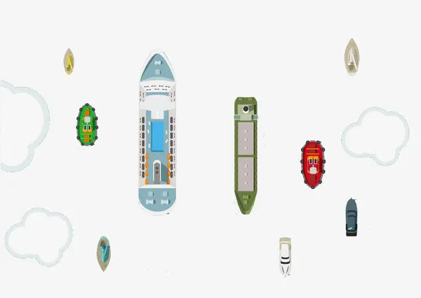 俯视的小船免抠