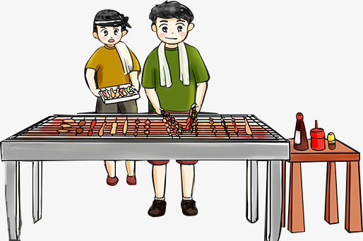 烧烤兄弟  卡通 兄弟干杯 手绘 涂鸦免抠