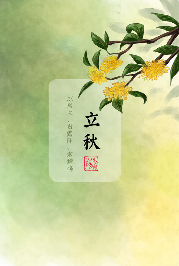 黄花绿叶节气立秋免抠