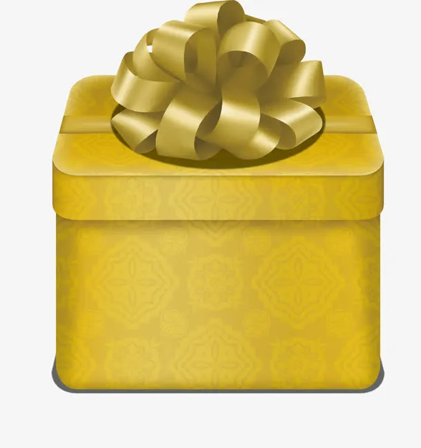 矢量手绘金色礼盒免抠