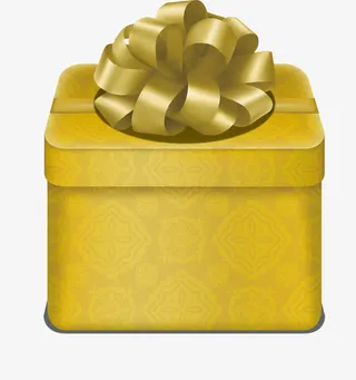 矢量手绘金色礼盒免抠