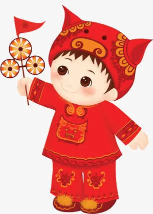 手拿风车微笑的小女孩免抠