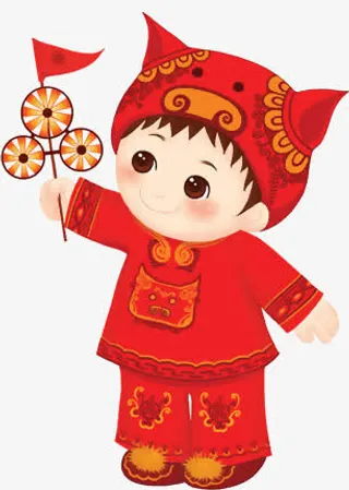 手拿风车微笑的小女孩免抠