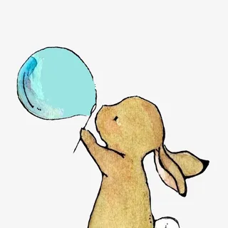 手绘水彩兔子免抠