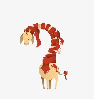 卡通长颈鹿围围巾免抠