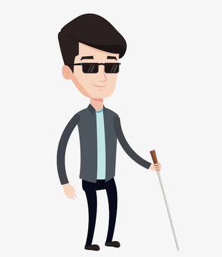 走路的盲人男子免抠