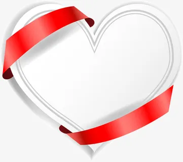 白色浪漫爱心绸带边框纹理免抠