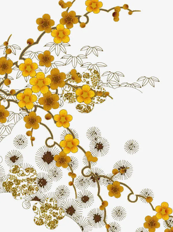 金色梅花免抠