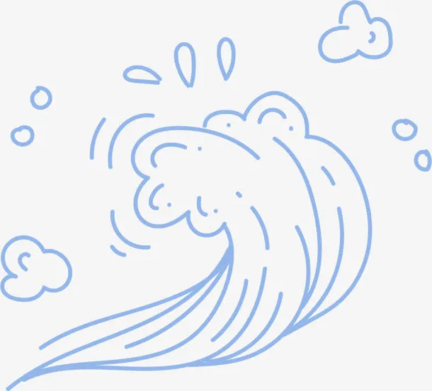 世界海洋日手绘海浪免抠
