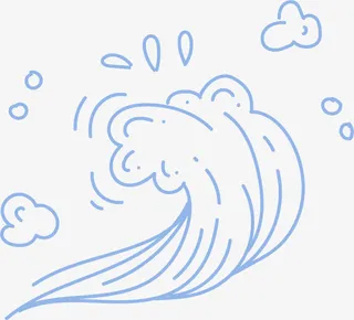 世界海洋日手绘海浪免抠