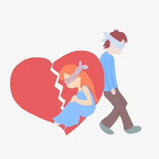 离婚分手手绘卡通元素免抠