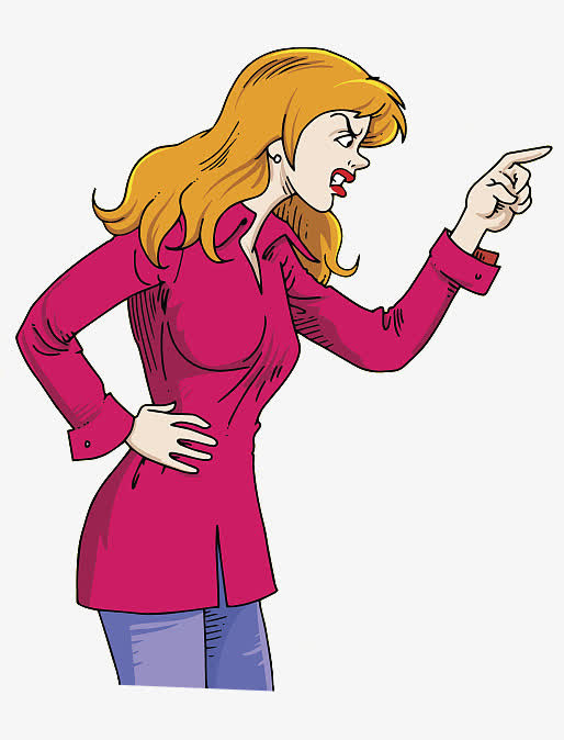 卡通人物插图抓狂的金发女人免抠