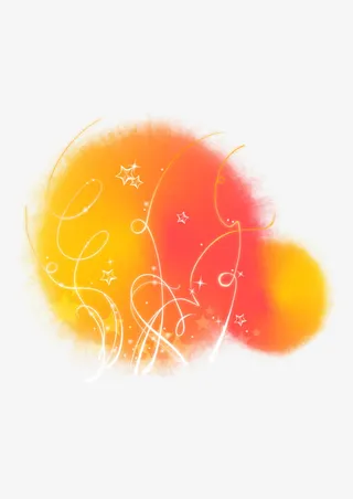 黄粉色梦幻线条墨迹免抠