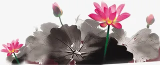 创意水彩合成红色的桃花效果免抠