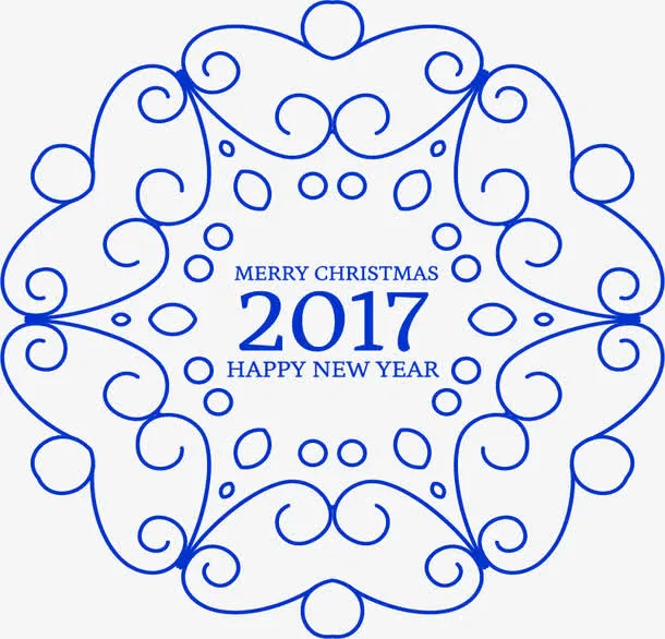 复古花纹蓝色免抠